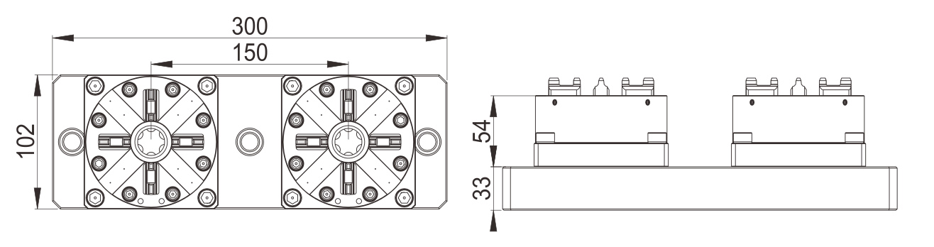Mandril neumático CNC POFI 2 en 1 D100-Especificación