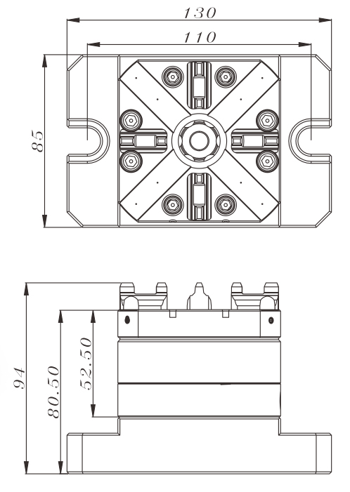 Especificación de mandril neumático CNC cuadrado de 80 mm
