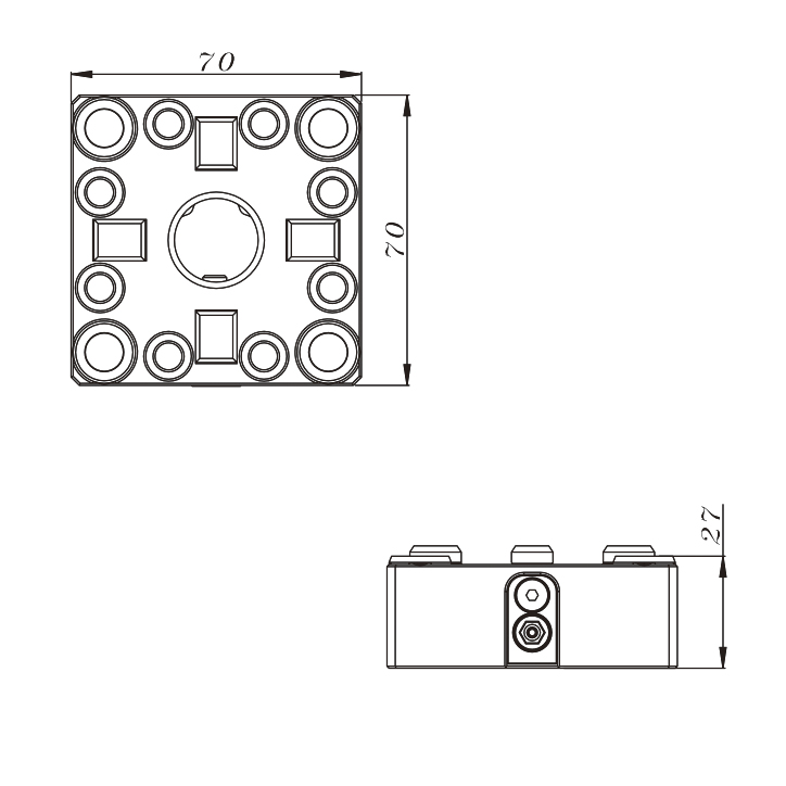 PO-3M0046-70mm Square Manual M Chuck (tornillo de bloqueo)-Especificación