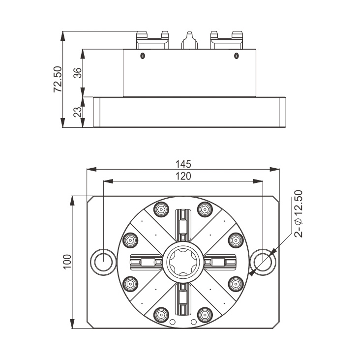 ITS Chuck 100P con placa base CNC ER-037970-especificación