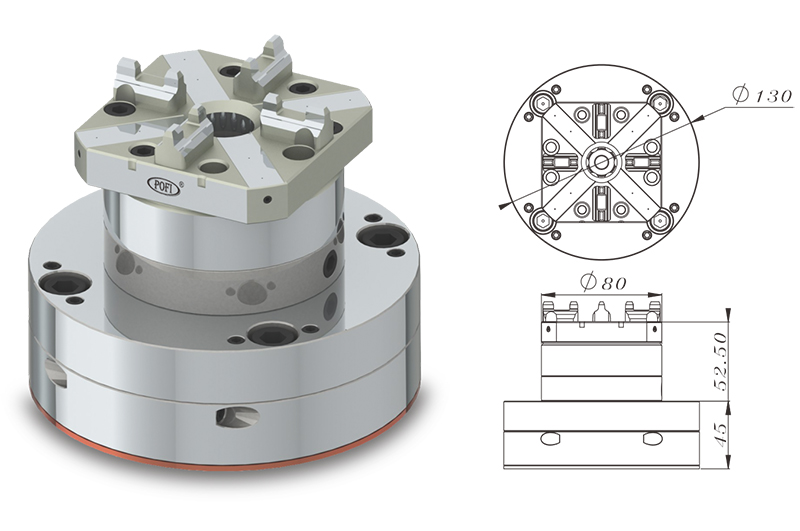 Especificación de mandril neumático EDM POFI de 80 mm