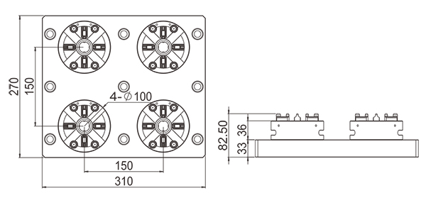 PO-K0018-4 en 1 CNC Manual Chuck D100-especificación
